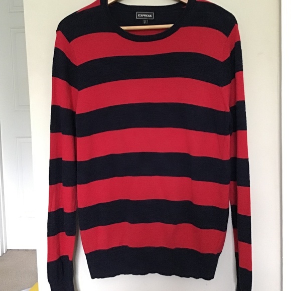 Express Men’s Small Navy/Red Sweater - Picture 1 of 4